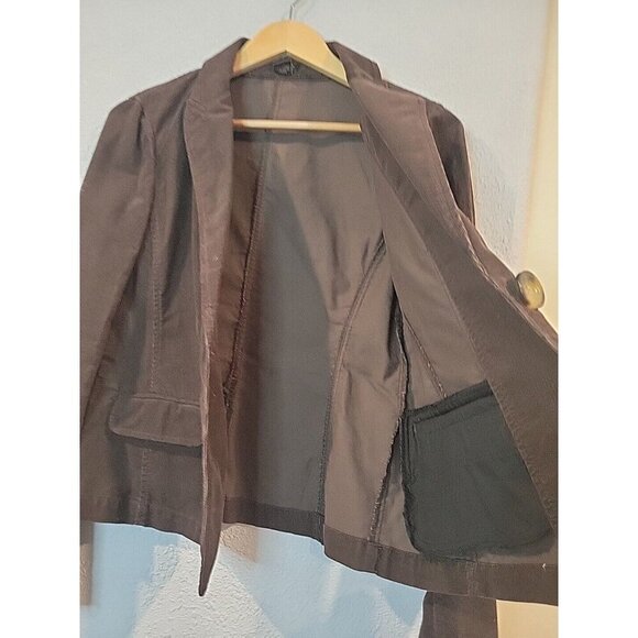 ANN TAYLOR Women SZ 4 Brown Cotton Button Corduroy Blazer Office Preppy - Picture 5 of 6